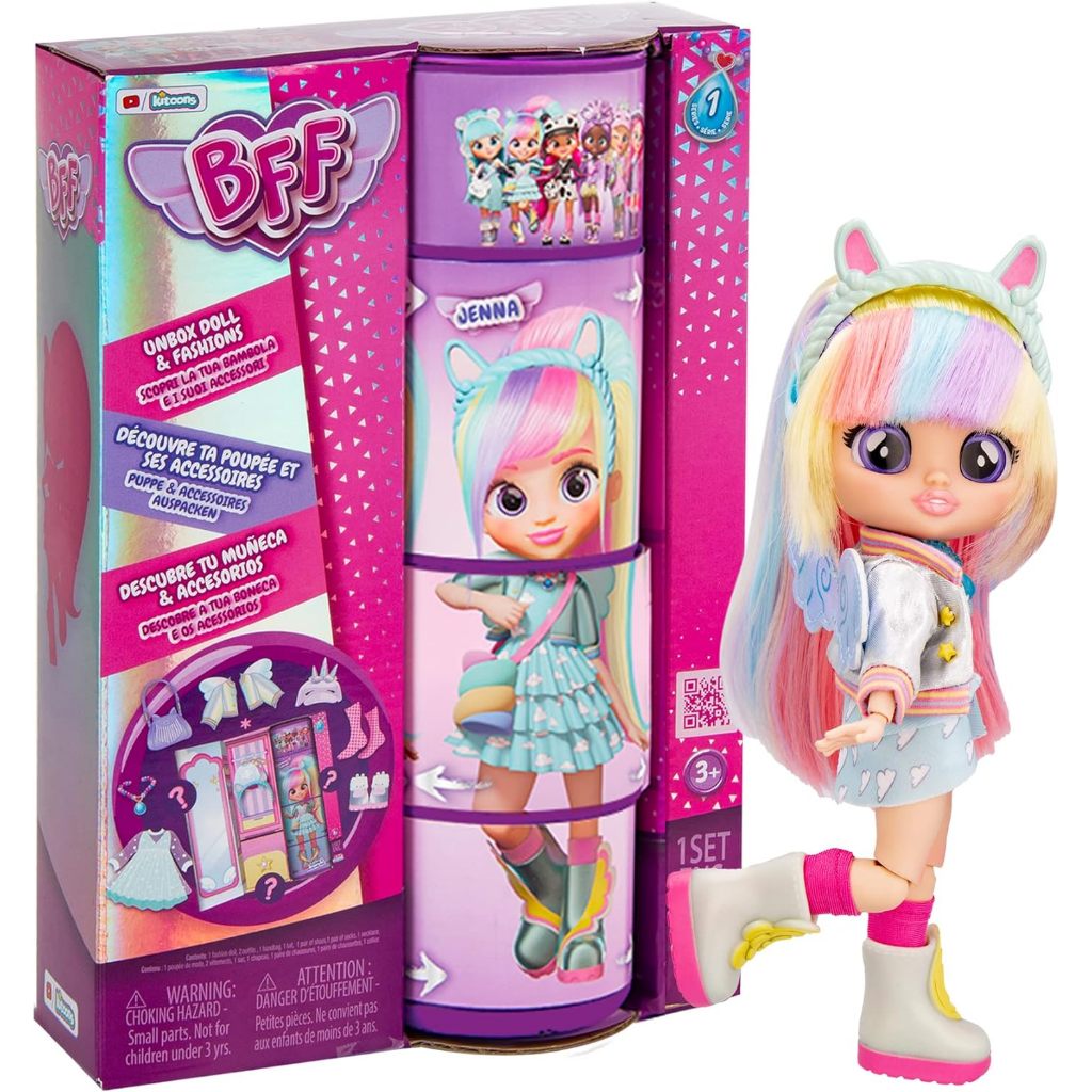 Cry Babies BFF Jenna Fashion Dolls เซอร์ไพรส์ 9 ขึ้นไป รวมเครื่องแต่งกายและอุปกรณ์เสริม เหมาะสําหรับ