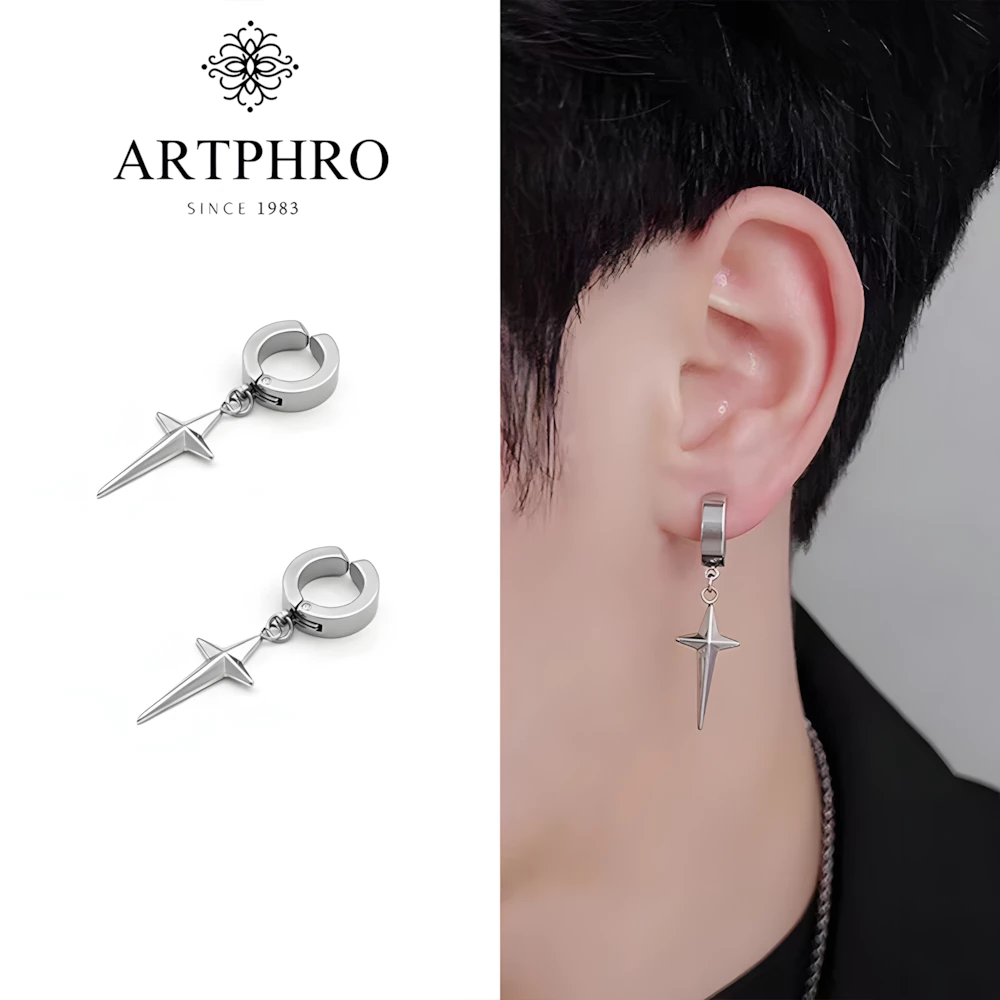Artphro ต่างหูไม้กางเขน คลิปหูระดับไฮเอนด์ ไม่จําเป็นต้องเจาะหู สําหรับผู้ชาย สําหรับผู้หญิง