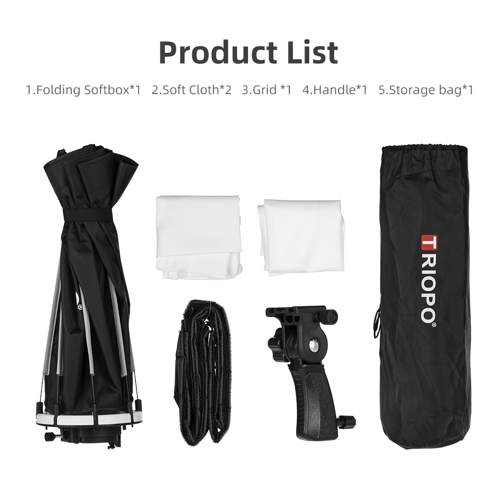 Triopo KS2 55 ซม.65 ซม.90 ซม.120 ซม.Speedlite แบบพกพา Octagon ร่ม SoftBox + ตารางรังผึ้งกลางแจ้งแฟลช SoftBox