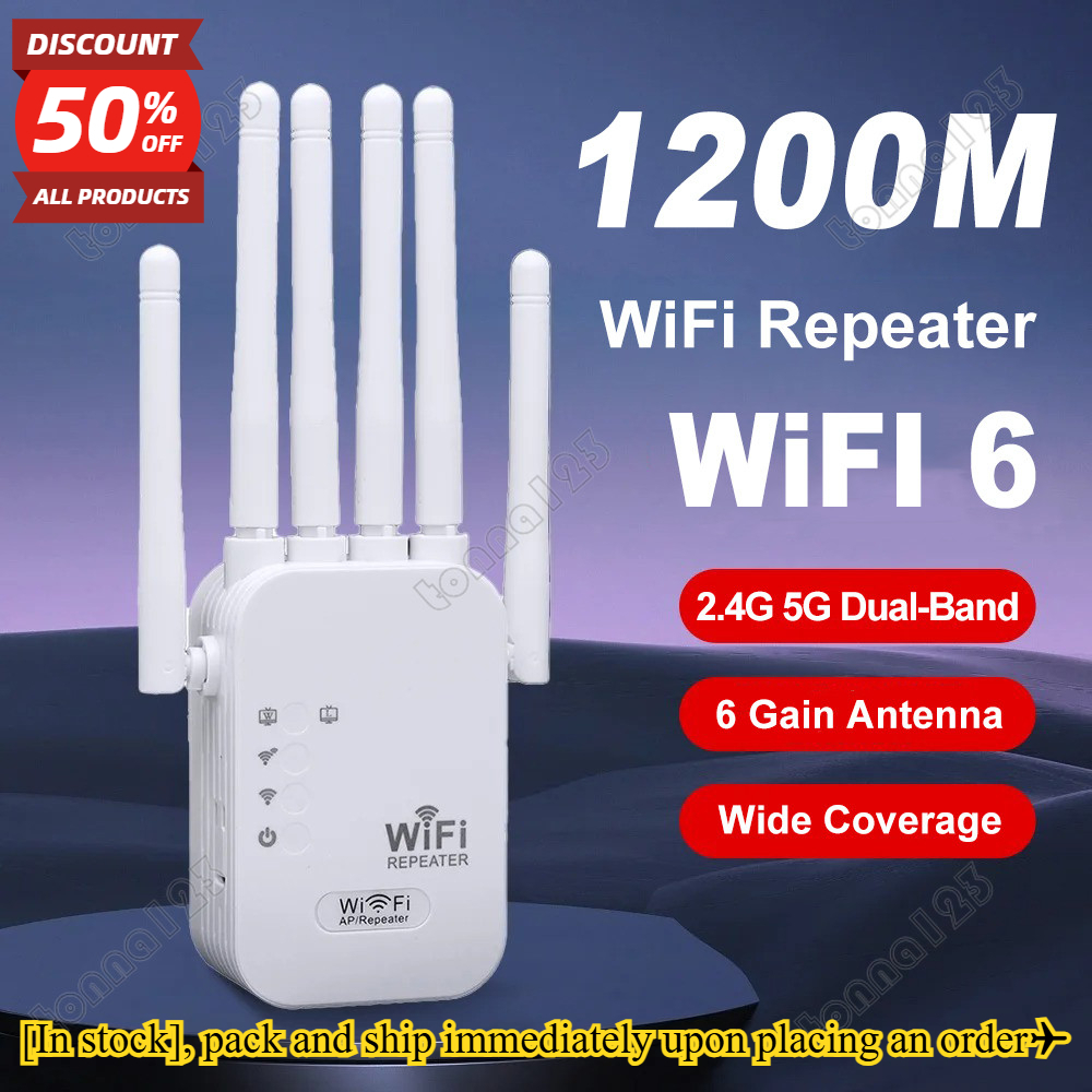 1200mbps Wireless WiFi Repeater WiFi Range Extender WiFi สัญญาณ Booster 2.4G 5G Dual-band เครือข่าย 802.11ac WiFi เครื่องขยายเสียง Router