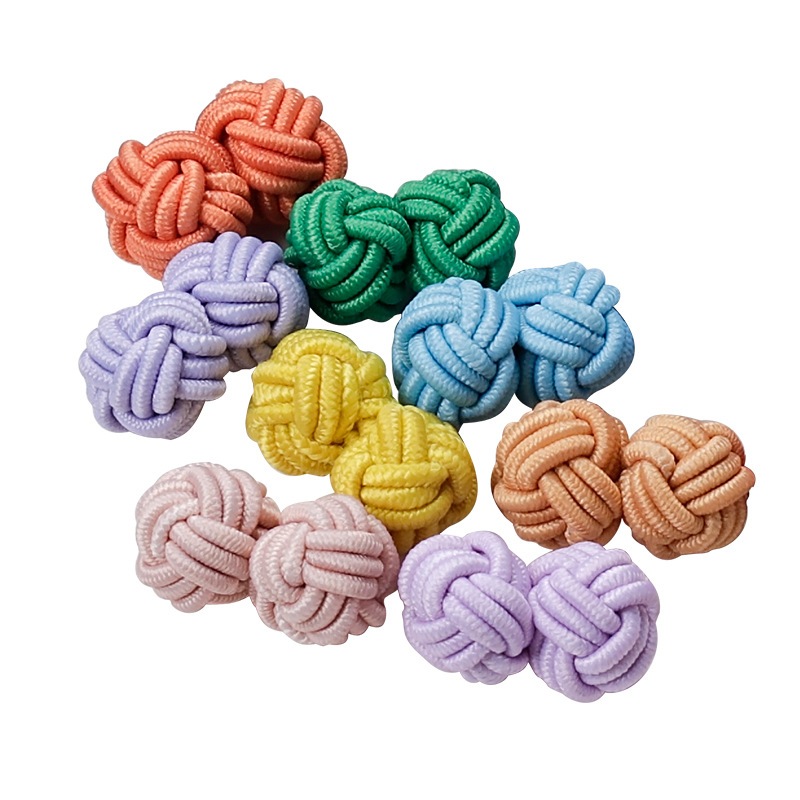 ยืดหยุ่นปุ่มลูกปัดคู่สายยางยืดบอลคู่รอบลูกปัด กี่เพ้า แผ่นปุ่มสไตล์จีนทอมือปุ่มจีนเสื้อกระดุมข้อมือปุ่ม 2.1cm - รูปที่ 2