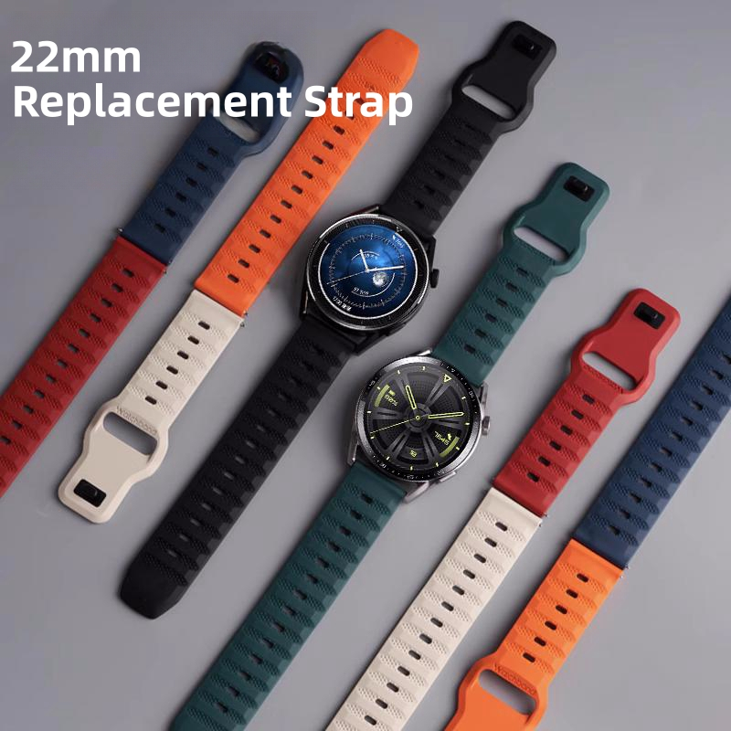 สายซิลิโคนสําหรับนาฬิกา Huawei GT5/GT5pro/GT4 22 มม.สายรัดข้อมือสร้อยข้อมือสําหรับนาฬิกา Huawei GT 5/GT 4/GT3 46 มม.สายระบายอากาศ
