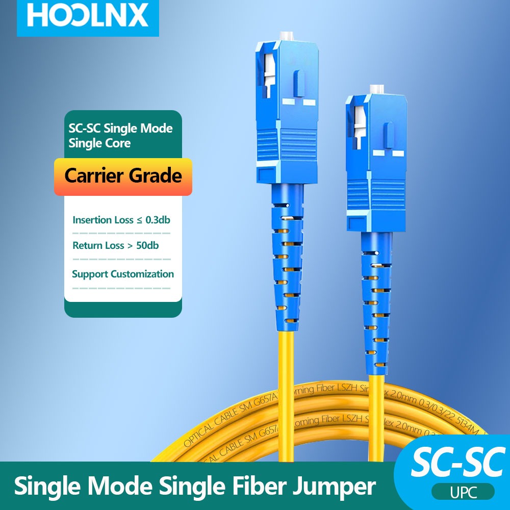Hoolnx OS2 SC To SC สายแพทช์ไฟเบอร์ออปติกเดี่ยวโหมดเดียว, วัสดุ LSZH 2.0 มม., ความยาวที่กําหนดเอง 1-100M
