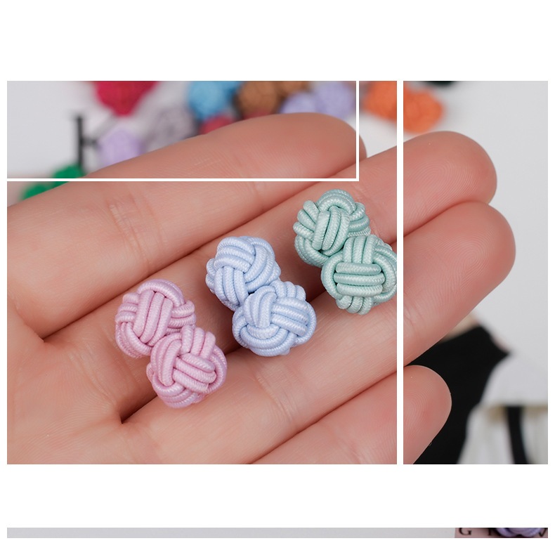 ยืดหยุ่นปุ่มลูกปัดคู่สายยางยืดบอลคู่รอบลูกปัด กี่เพ้า แผ่นปุ่มสไตล์จีนทอมือปุ่มจีนเสื้อกระดุมข้อมือปุ่ม 2.1cm - รูปที่ 5