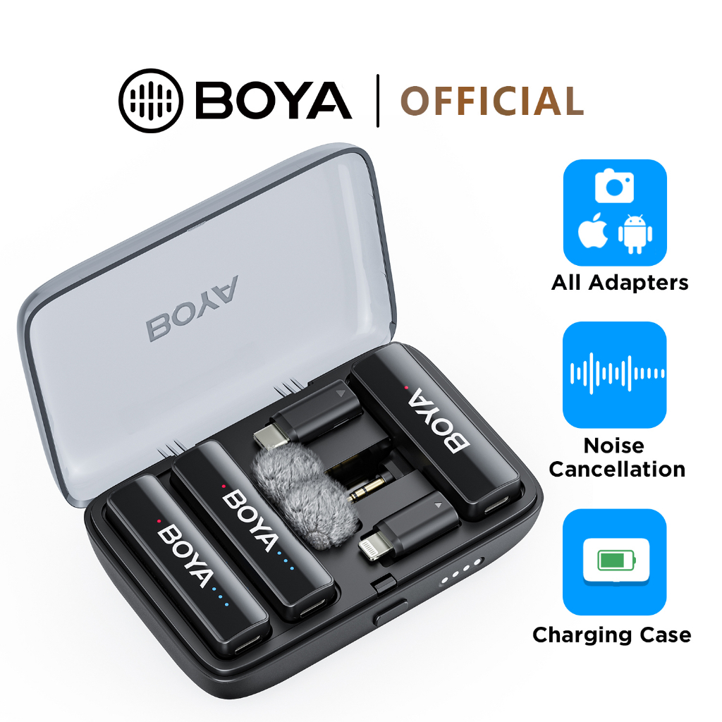 (ใหม่) BOYALINK 2 ไมโครโฟนไร้สายไมโครโฟนปกสําหรับกล้อง iPhone Android สตรีมมิ่งสดการบันทึกเสียงสัมภาษณ์