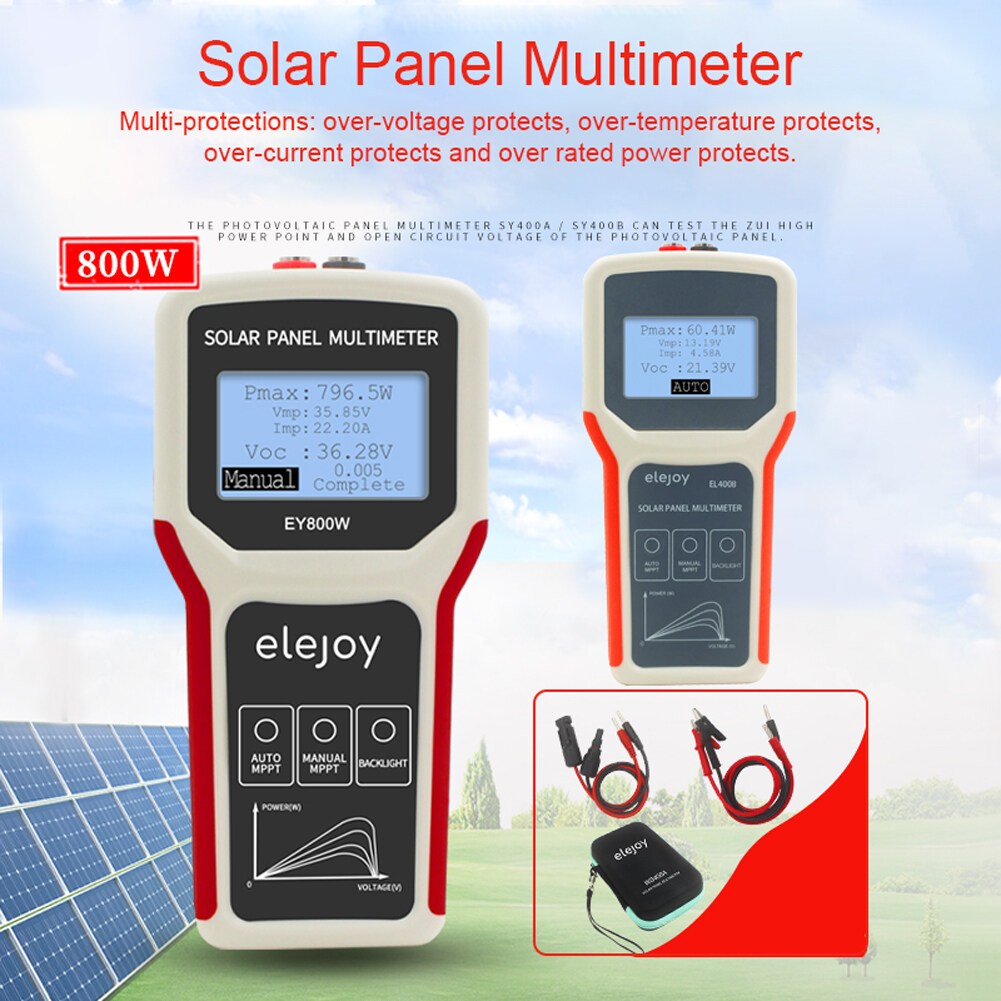 EY800W EY1600W EL400B แผงพลังงานแสงอาทิตย์มัลติมิเตอร์ Auto/Manual MPPT ตรวจจับวงจรเปิดแรงดันไฟฟ้า P