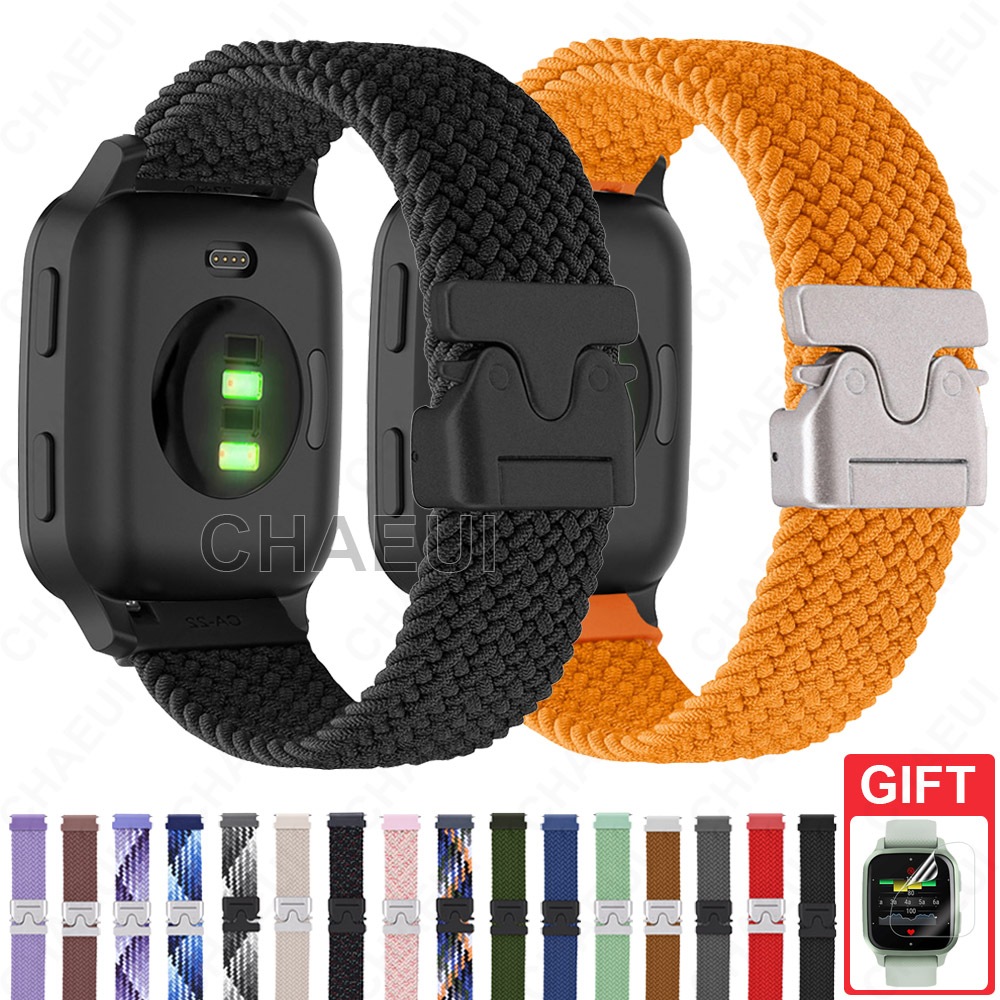 สายรัดไนลอนสร้อยข้อมืออุปกรณ์เสริมทอสายนาฬิกาสําหรับ Garmin Venu Sq / Sq 2 Music