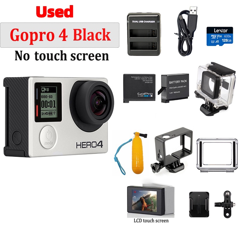 มือสอง  สำหรับ กล้อง GoPro HERO 4 Black สีดํา สําหรับ Vlog  4K GoPro 4 สีเงิน มือ2 มือสอง