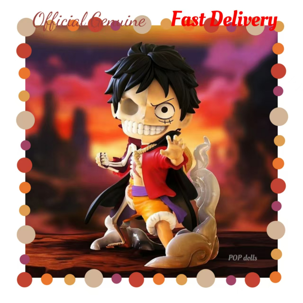 ของแท้Mighty Jaxx One Piece และ Ghost Island War Half Anatomy Blind Box No.7 Bullet Luffy ของขวัญเครื่องประดับ