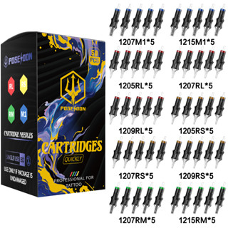 เข็มสัก POSEIDON, V5 ตลับสักเข็ม RL/RS/RM/M1 Mix ขนาด 50 ชิ้…