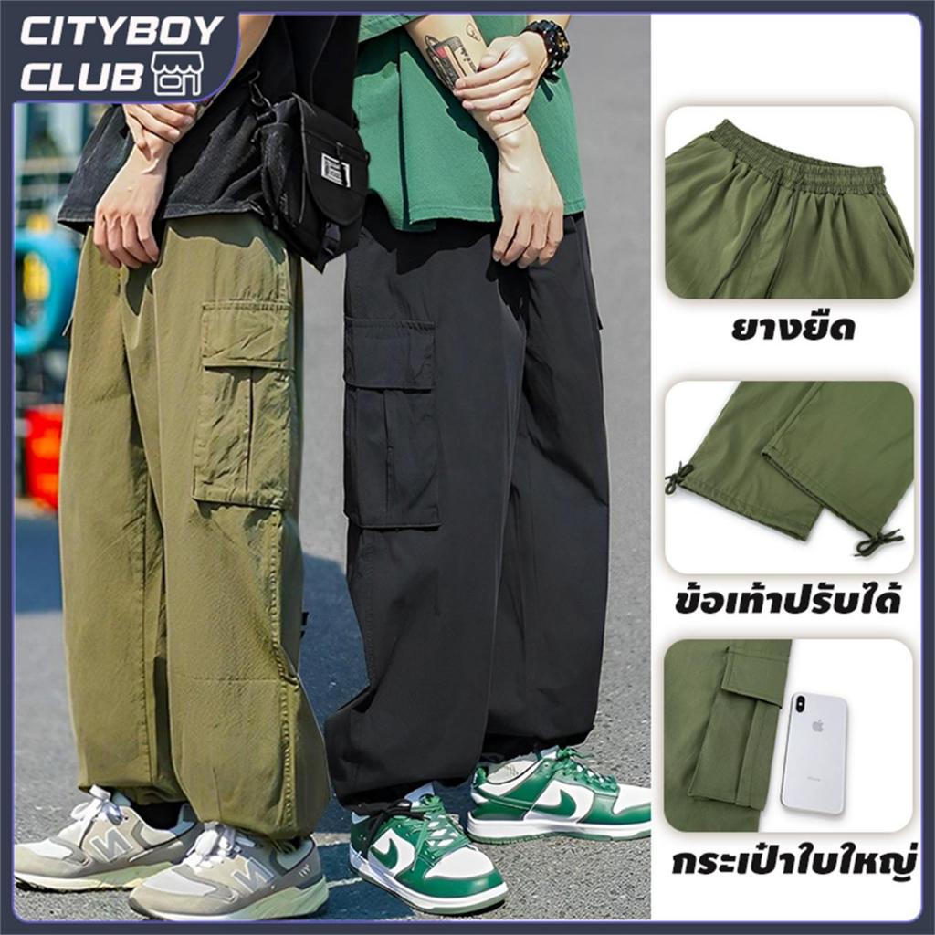 พร้อมส่ง กางเกงคาร์โก้ ทรงหลวม ลําลอง กระเป๋า5ช่อง ทรงสตรีท cargo pants ชาย