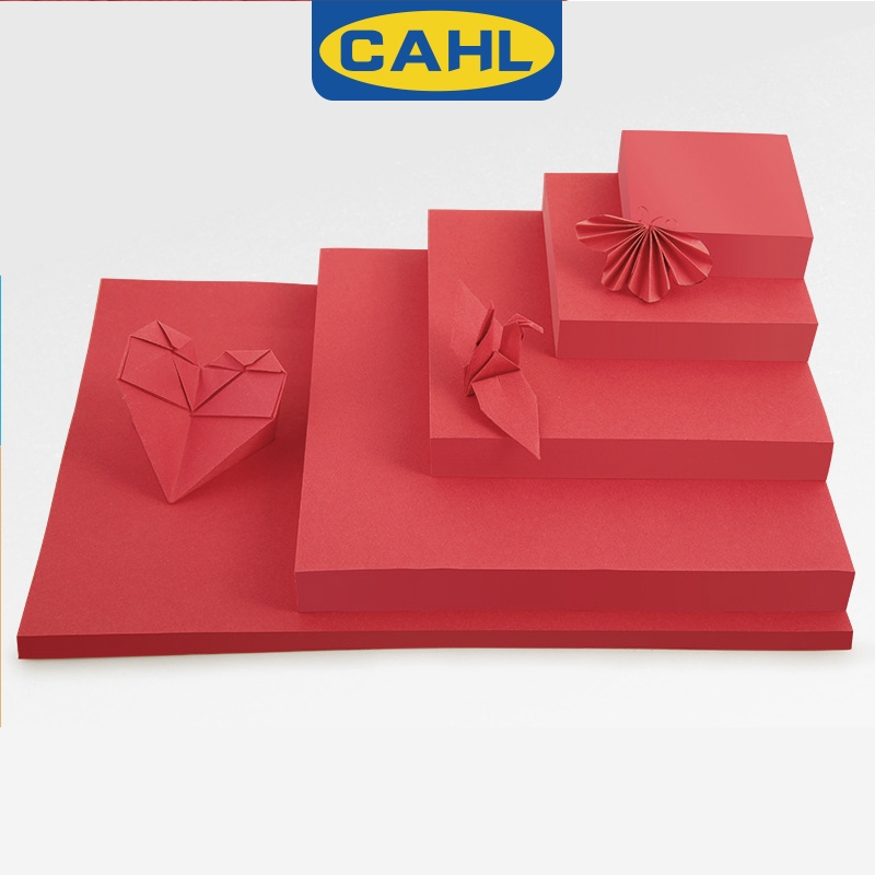 กระดาษ Origami สีแดง 100 แผ่นกระดาษสีสองด้านสี่เหลี่ยมพับง่ายกระดาษญี่ปุ่นพรีเมี่ยม