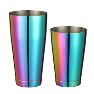 Professional Boston Cocktail Shaker ชุด 2 ชิ้น 800ml & 600ml ด้านล่างคู่สแตนเลสเป็นมิตรกับสิ่งแวดล้อมบาร์เครื่องมือ Leakproof & เครื่องล้างจานปลอดภัย