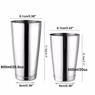 Professional Boston Cocktail Shaker ชุด 2 ชิ้น 800ml & 600ml ด้านล่างคู่สแตนเลสเป็นมิตรกับสิ่งแวดล้อมบาร์เครื่องมือ Leakproof & เครื่องล้างจานปลอดภัย