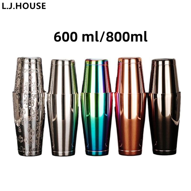 ชุดเครื่องปั่นค็อกเทลบอสตันสแตนเลสมืออาชีพ 600 มล. & 800 มล. - ป้องกันการรั่วซึม, ทนทาน, เครื่องมือบาร์เป็นมิตรกับสิ่งแวดล้อม (การรับรอง EEC/LFGB/CE)