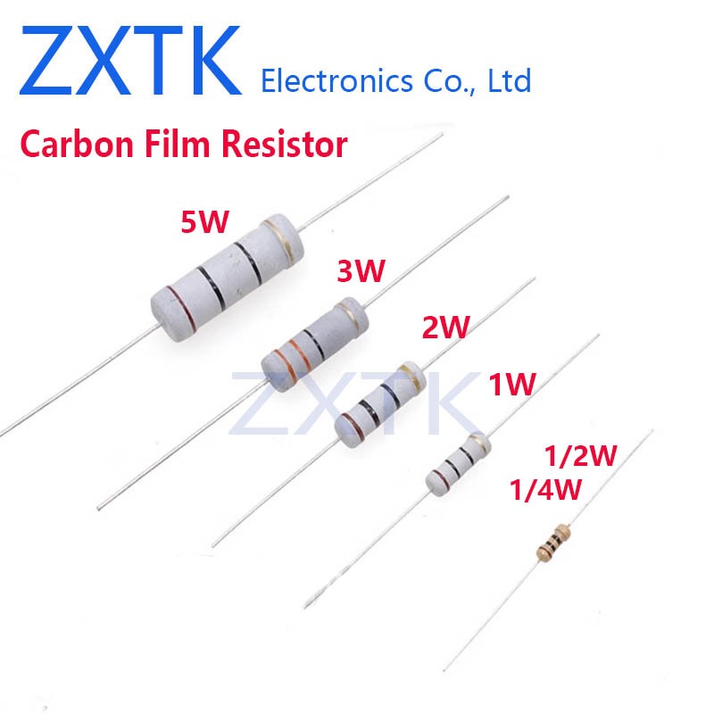 20pcs 2W Carbon Film Resistor 5% แหวนสี 1K-910K 1M-10M 1.5K 2.2K 2.4K 10K 20K 33K 360K 510K 620K 1.2