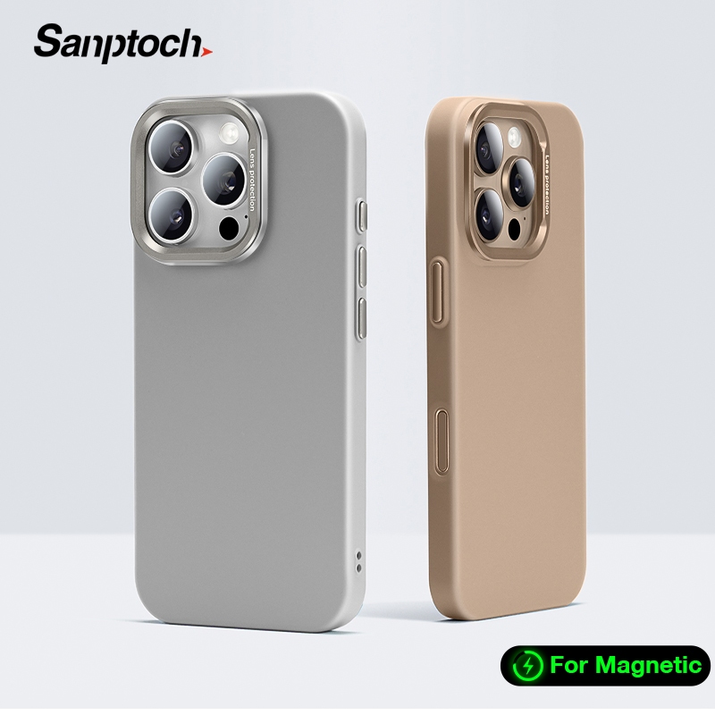 Sanptoch สําหรับแม่เหล็ก Slim Matte เคสโทรศัพท์สําหรับ iPhone 16 15 14 13 Pro Max Anti-ลายนิ้วมือปกแข็งสําหรับ iPhone 16 Pro Max ปลอกกันกระแทกพร้อมกรอบเลนส์โลหะผสม