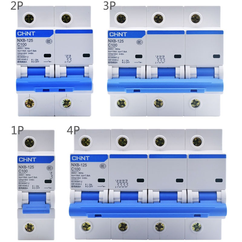 Chnt CHINT NXB-125 1P 63A 80A 100A 125A 230V 220V 50HZ Miniature circuit breaker MCB ใหม่ DZ47 Moulded กรณี circuit breaker MCB Icu10kA Ics7.5KA ประเภท C