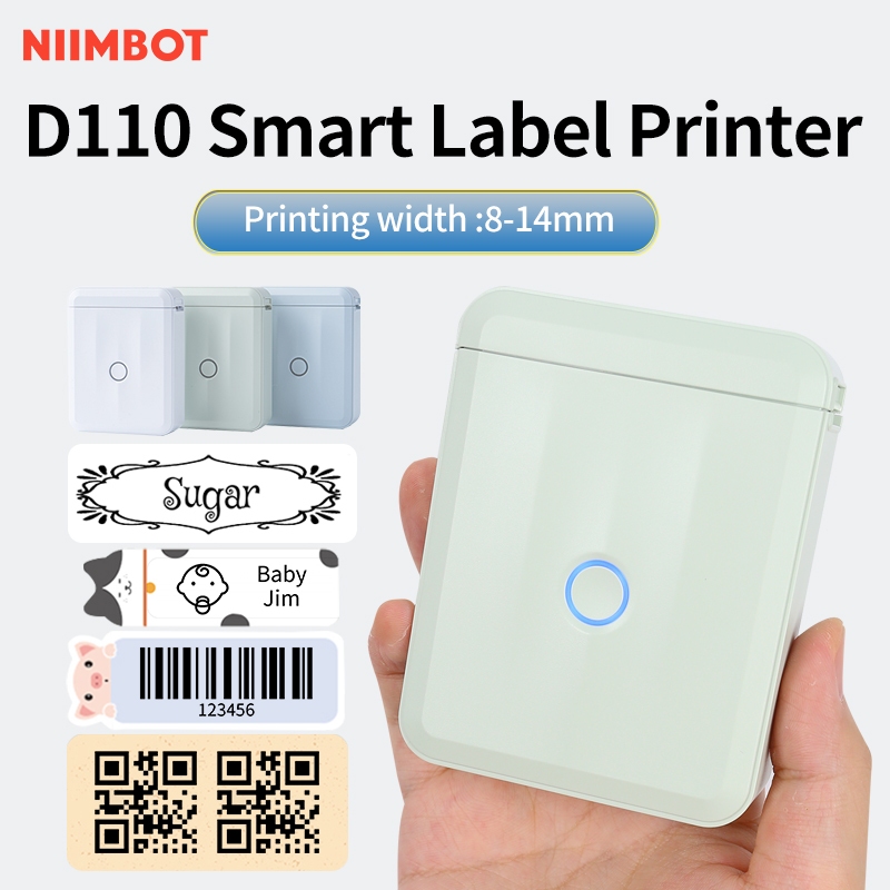 Niimbot D110M เครื่องพิมพ์ฉลากเครื่องสติ๊กเกอร์-เครื่องพิมพ์ฉลากความร้อน Inkless แบบพกพาบลูทูธสติกเก