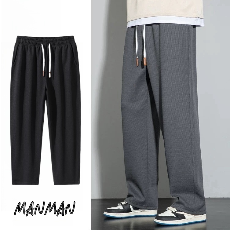 MANMAN กางเกงทรงตรงสำหรับผู้ชาย บ้าน บ้าน แนวโน้มบุคลิกภาพ สันทนาการ ประเภทชายและหญิง