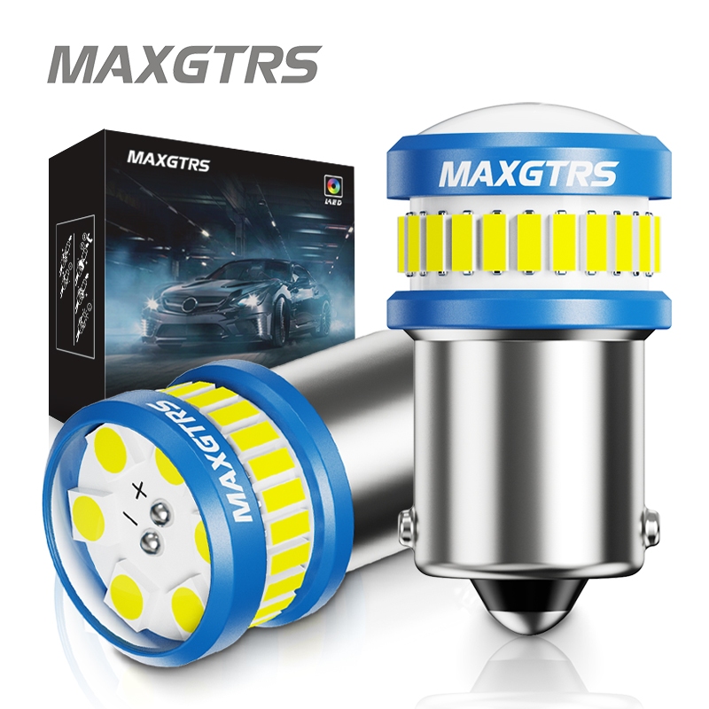 Maxgtrs หลอดไฟเลี้ยว LED BA15S P21W 1156 7440 W21W 3156 3157 P27 7W BAU15S S25 T20 4014 3030 2 ชิ้น