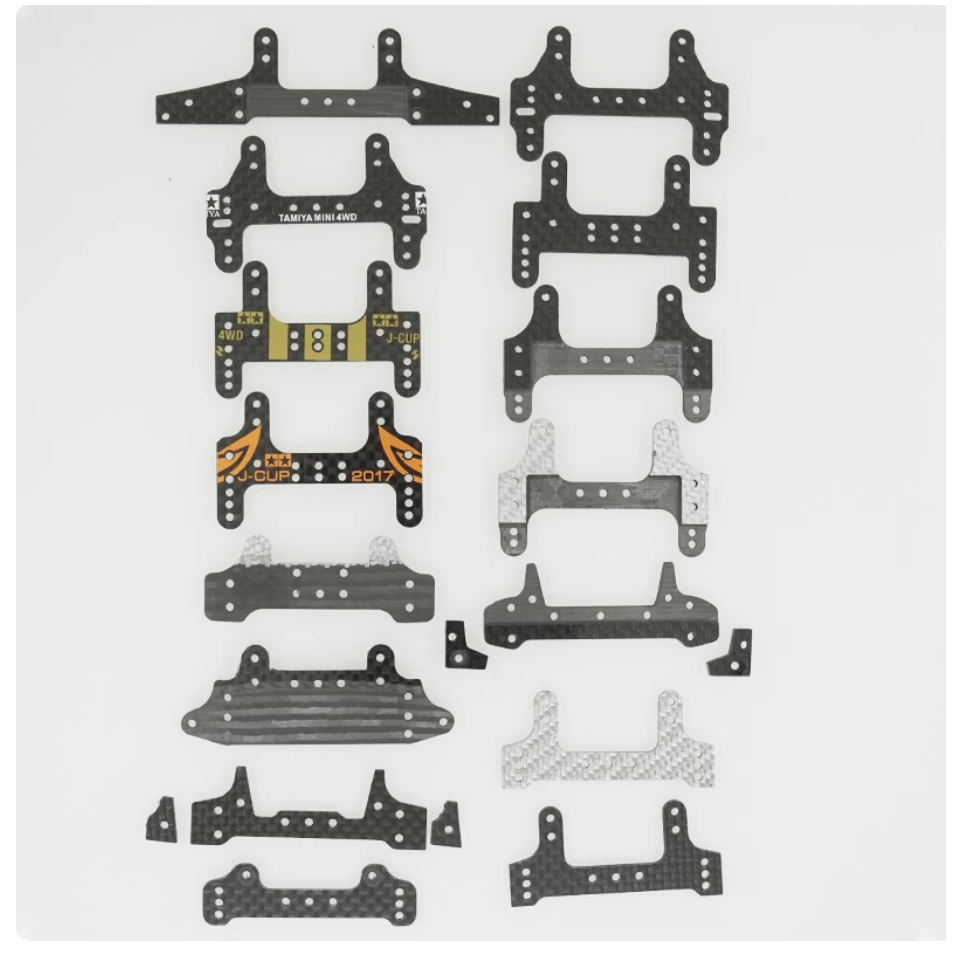 Mini 4wd 1.5/2/3mm HG คาร์บอนไฟเบอร์ด้านหน้า/ด้านหลังแขวนวงเล็บหาง-HG carbon front/rear connection extersion