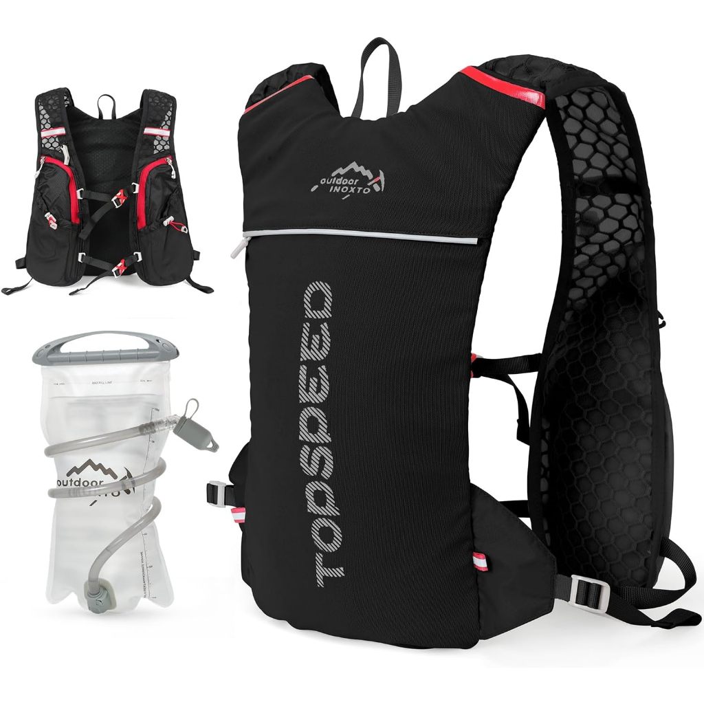 Inoxto Running Hydration Vest กระเป๋าเป้สะพายหลัง 1.5L กระเพาะปัสสาวะน้ํา Daypack สําหรับเดินป่า Trail Running Cycling Race Marathon