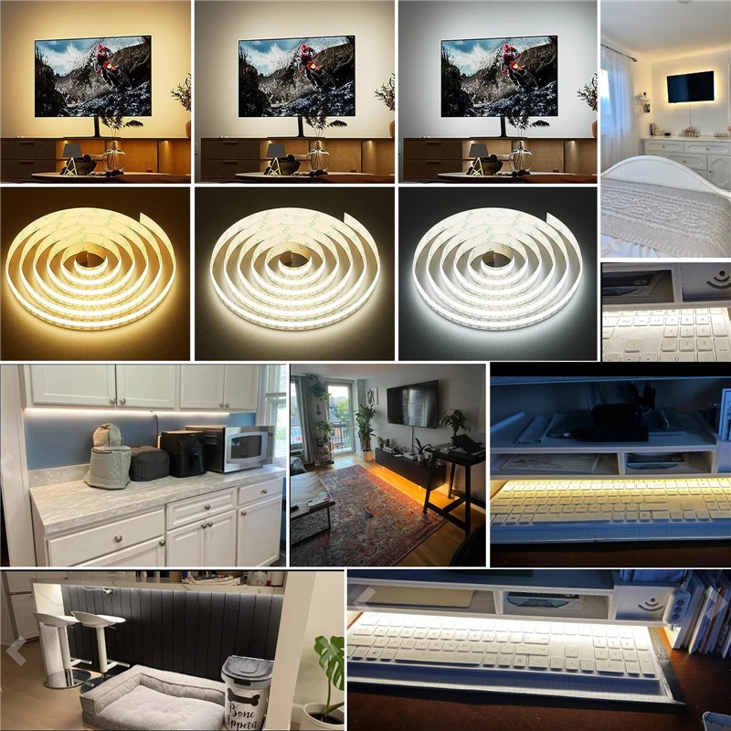 5v USB COB ไฟ LED Strip พร้อมสวิตช์ปุ่มและรีโมทคอนโทรล หรี่ไฟและการตั้งค่าเวลาได้ง่าย ใช้ตกแต่งบ้านและไฟเตียง & ไฟม่าน (9 สีให้คุณเลือก - รูปที่ 5