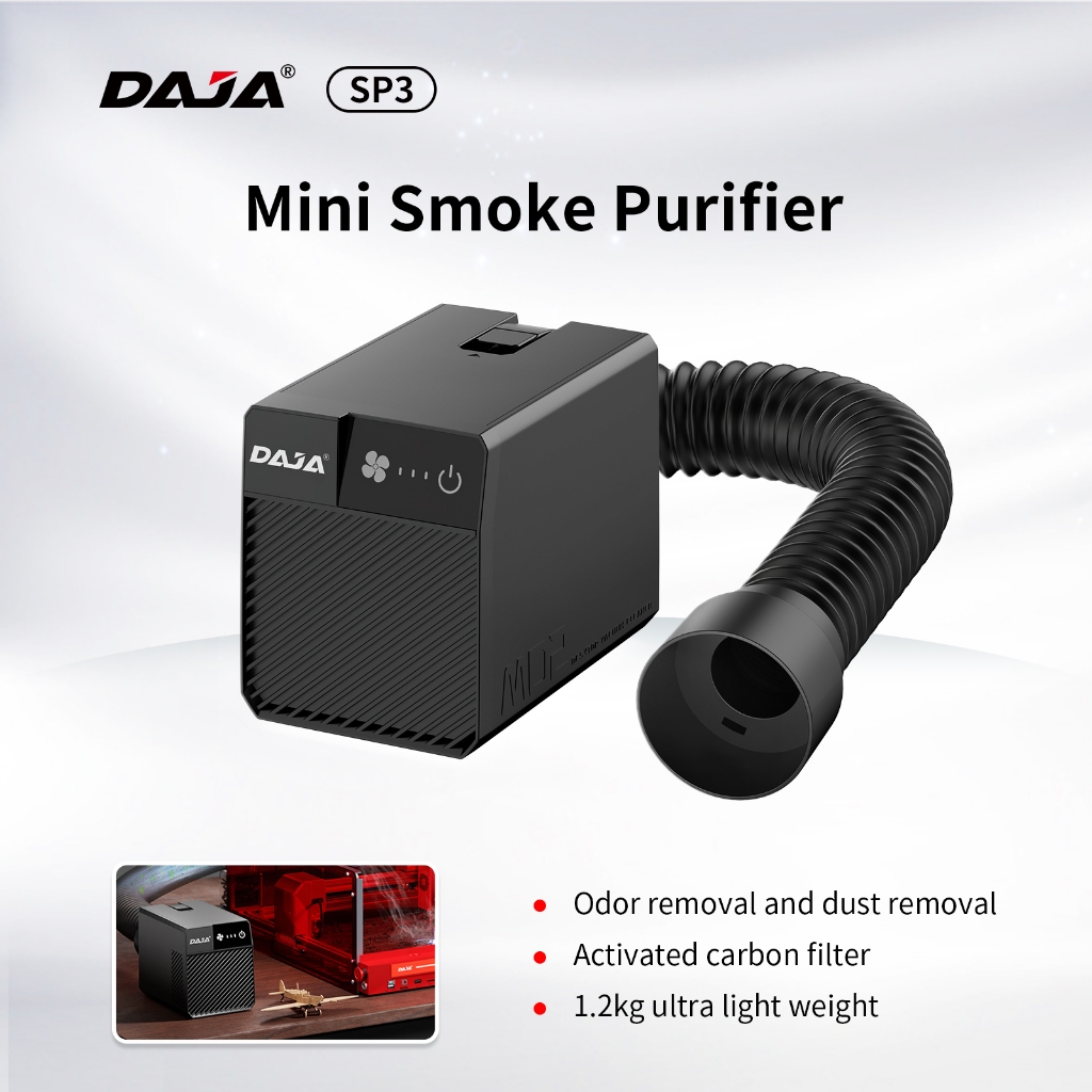 DAJA SP3/AP1 เครื่องแกะสลักเลเซอร์เครื่องฟอกควันเสริมปั๊มลมสตูดิโอ DIY สร้อยคอ