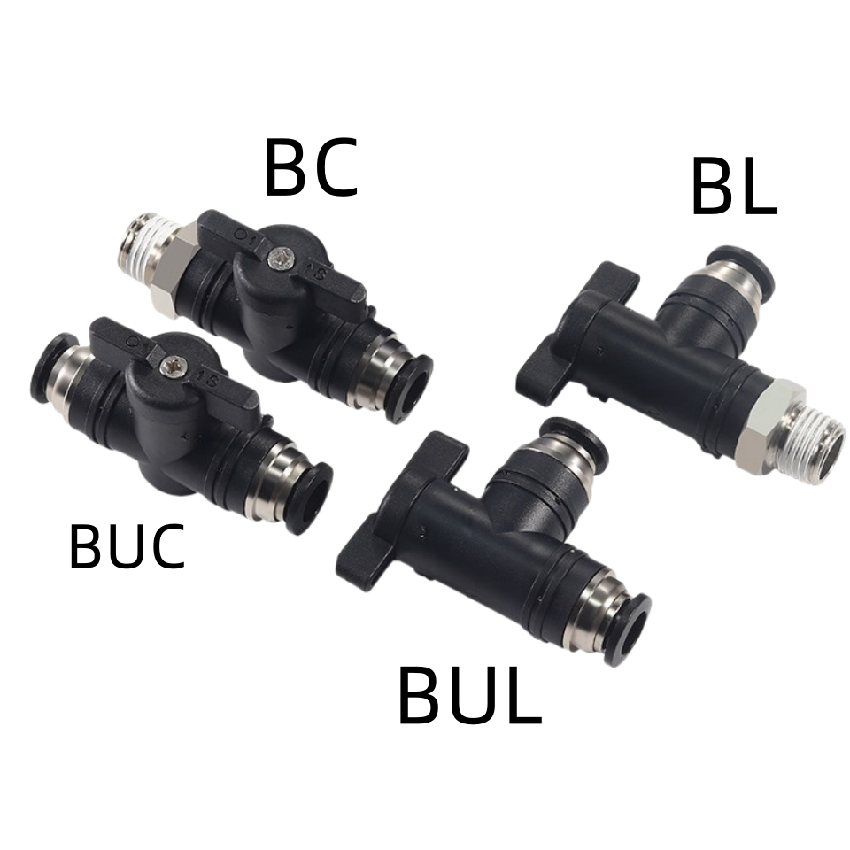 นิวเมติกวาล์วคันเร่งลมควบคุมความเร็วท่อด่วน BUC/BC/BUL/BL ข้อต่อค่าข้อศอกตรง
