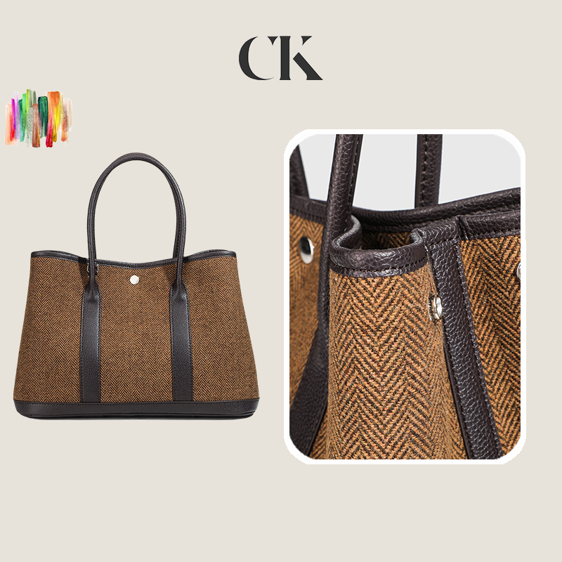 CINVAI&KROZE กระเป๋าถือมูลค่าสูงเฉพาะกลุ่ม กระเป๋าสะพายผ้าวูลสีทึบ