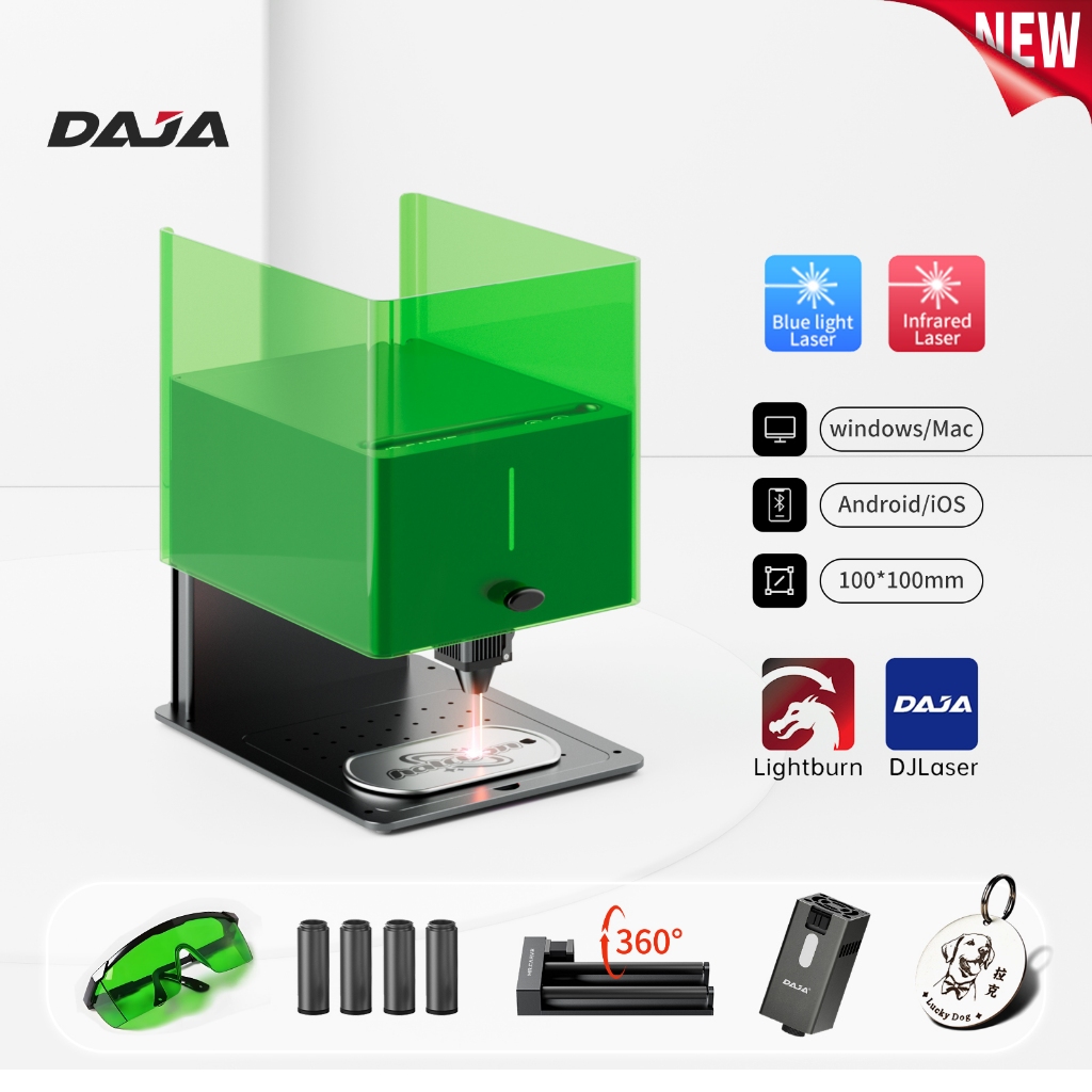 DAJA V1 10W Laser Engraving Machine Fully Protected Safety Carving Powerful Laser Engraver Cutter APP Control Engraved DIY Handmade