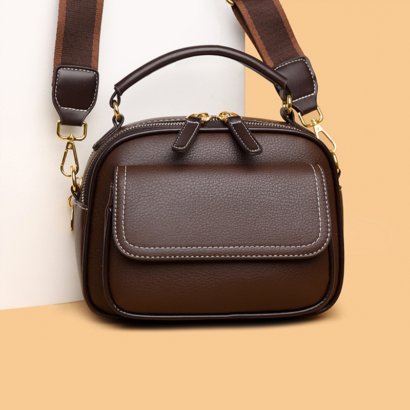 Leacat กระเป๋าสะพายไหล่ทรงสี่เหลี่ยมเรียบง่ายแฟชั่นสำหรับผู้หญิงที่มีความจุขนาดใหญ่ - รูปที่ 3