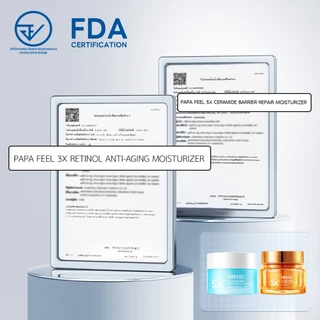 PAPA FEEL [เช้า C เย็น A] 3X Retinol + 5X Ceramide Barrier Moisturizer 80g | ทำให้ผิวเต่งตึง | ลดริ้วรอย | ผิวเนียน ชุ่มชื้น | ผิวสงบลง | ผิวแพ้ง่าย