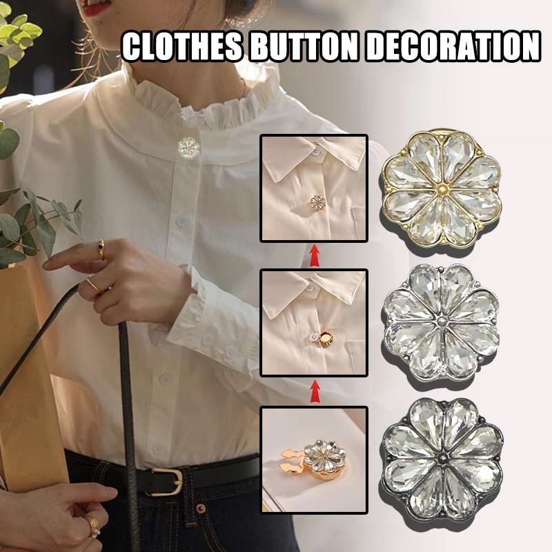 YUNYUAN กระดุมข้อมือ Rhinestone ดอกไม้แฟชั่นเสื้อเชิ้ตสีขาว Cufflinks คอปุ่มผู้หญิงอารมณ์ Cufflinks 