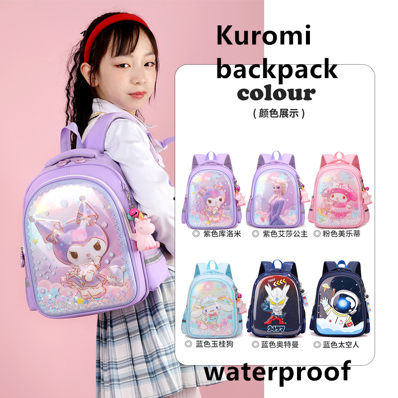 คุณภาพสูง kuromi กระเป๋าเป้สะพายหลังสําหรับสาวเปลือกกันน้ํานางเงือกกระเป๋านักเรียนแช่แข็ง elsa beg cinnamoroll beg melody กระเป๋าแพ็ค