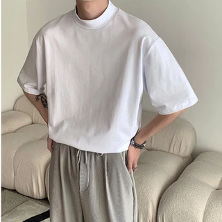 ProMan-แขนสั้นคอเต่า เสื้อซับในสีล้วนสำหรับผู้ชาย เรียบง่าย แบบหลวม