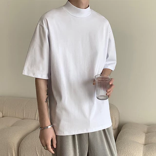 ProMan-แขนสั้นคอเต่า เสื้อซับในสีล้วนสำหรับผู้ชาย เรียบง่าย แบบหลวม