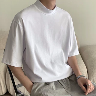 ProMan-แขนสั้นคอเต่า เสื้อซับในสีล้วนสำหรับผู้ชาย เรียบง่าย แบบหลวม