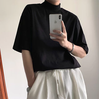 ProMan-แขนสั้นคอเต่า เสื้อซับในสีล้วนสำหรับผู้ชาย เรียบง่าย แบบหลวม