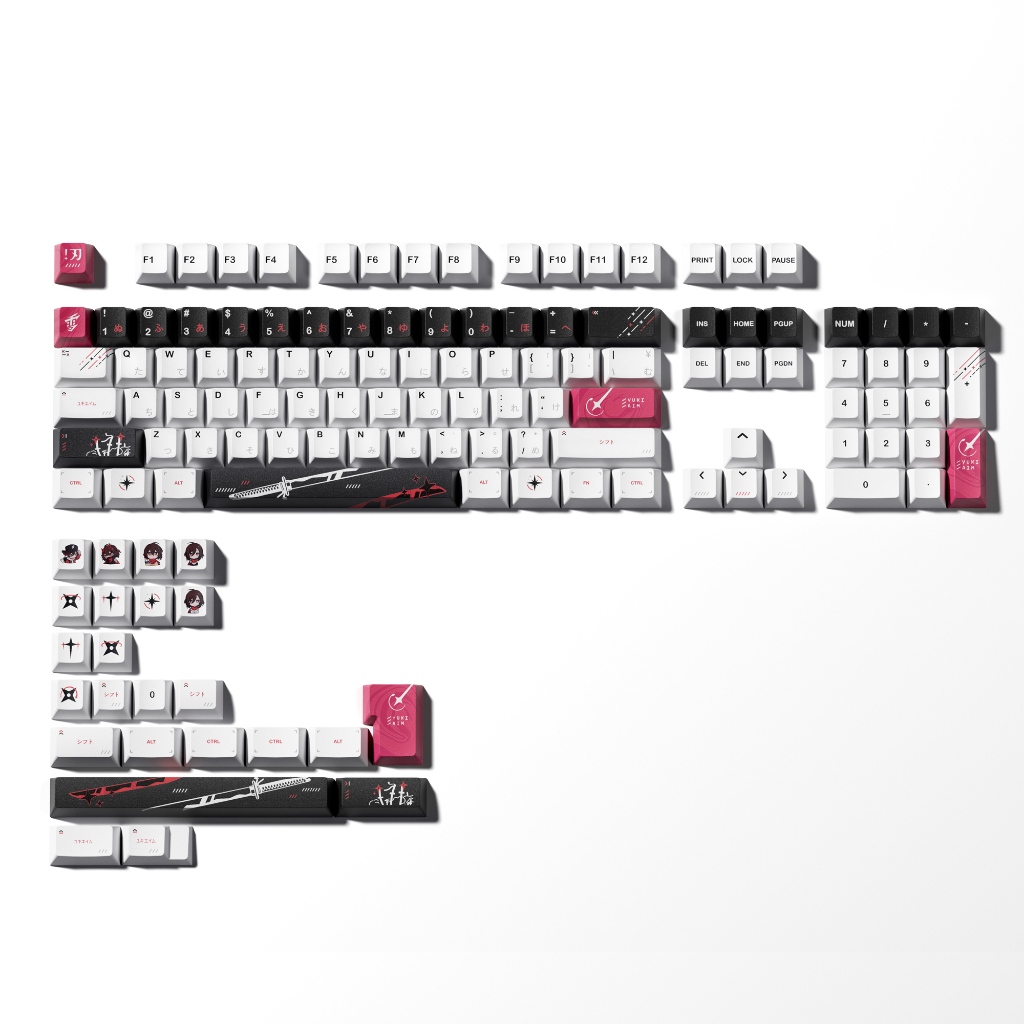 Yuki Aim katana Keycaps โปรไฟล์เชอร์รี่ Dye-Sub PBT Keycap คีย์บอร์ดเครื่องกล Keycaps