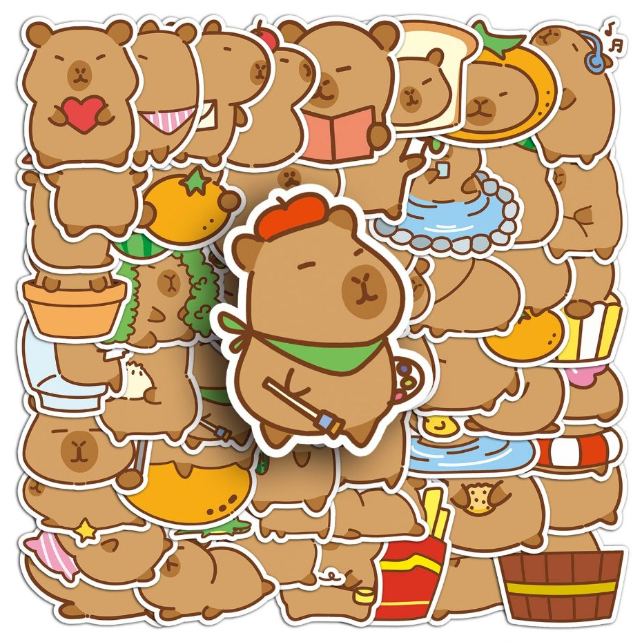 น่ารัก 51pcs ใหม่ Q Capybara สติกเกอร์น่ารักสําหรับ DIY เคสโทรศัพท์แล็ปท็อปหมวกกันน็อครถ Graffiti กันน้ําตกแต่งของขวัญ