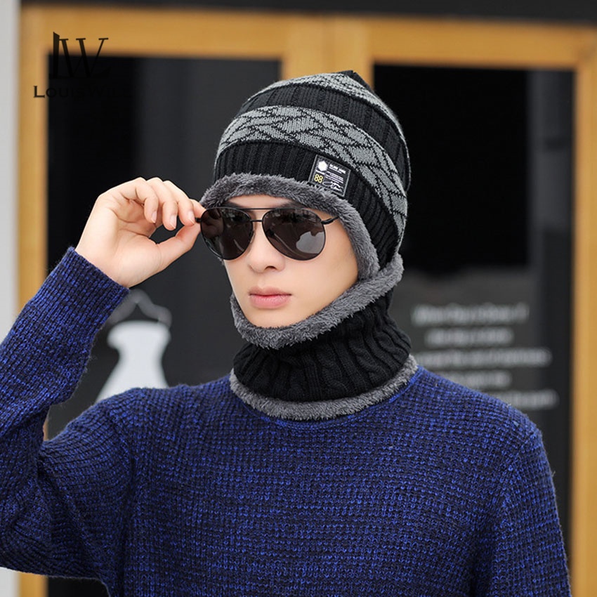LouisWill طاقية وسكارف صوف 2 في 1 للشتاء — صورة 7