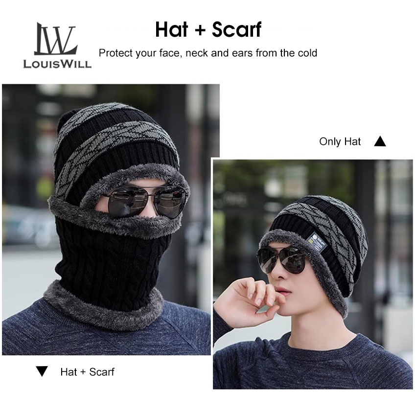 LouisWill طاقية وسكارف صوف 2 في 1 للشتاء — صورة 5