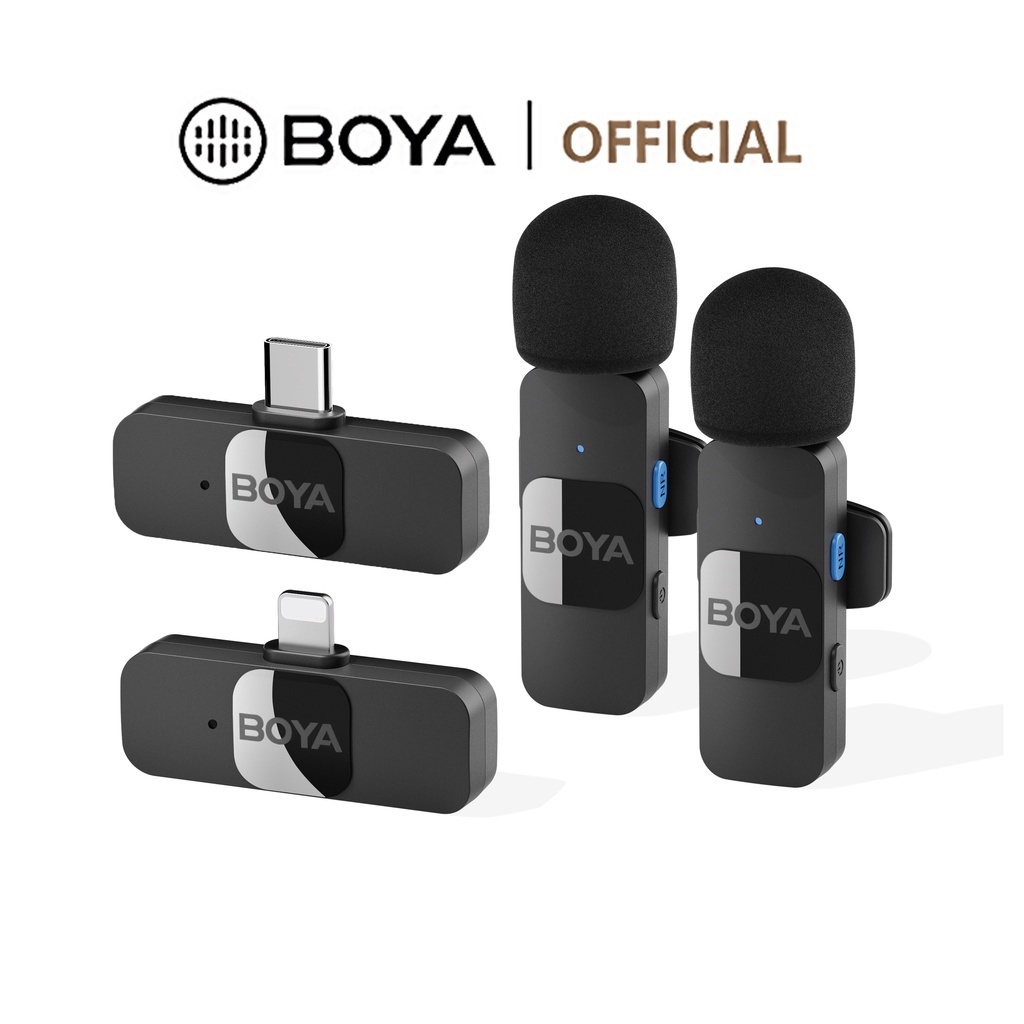 BOYA BY-V 2.4GHz ไมค์ไร้สาย ไมค์ไลฟ์สด ไมค์ไลฟ์สดตัดเสียงรบกวน ไมค์ติดโทรศัพท์ สำหรับ iPhone Type-C