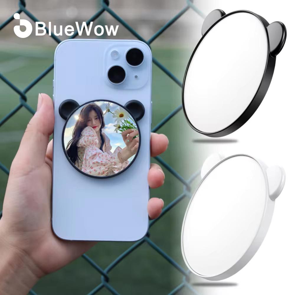 Bluewow กระจกเซลฟี่แม่เหล็กสําหรับโทรศัพท์-สําหรับวิดีโอถ่ายทอดสดการถ่ายภาพ Vlog - กระจกกล้องหลังโทรศัพท์-สากล, ถอดออกได้, พกพา