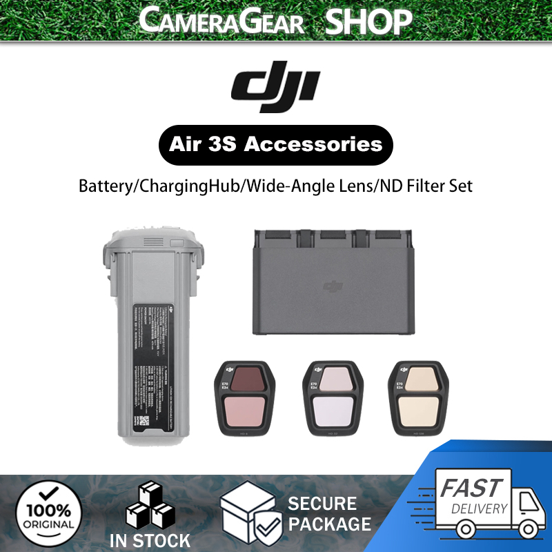 DJI Air 3S Accessories—Battery/Charging Hub/Wide-Angle Lens/ND Filter Set