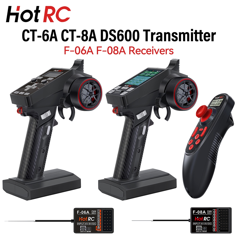 Hotrc เครื่องส่งสัญญาณ CT-6A CT-8A DS600 ระบบวิทยุ 2.4GHz รีโมตคอนโทรล พร้อมตัวรับสัญญาณ F-06A F-08A