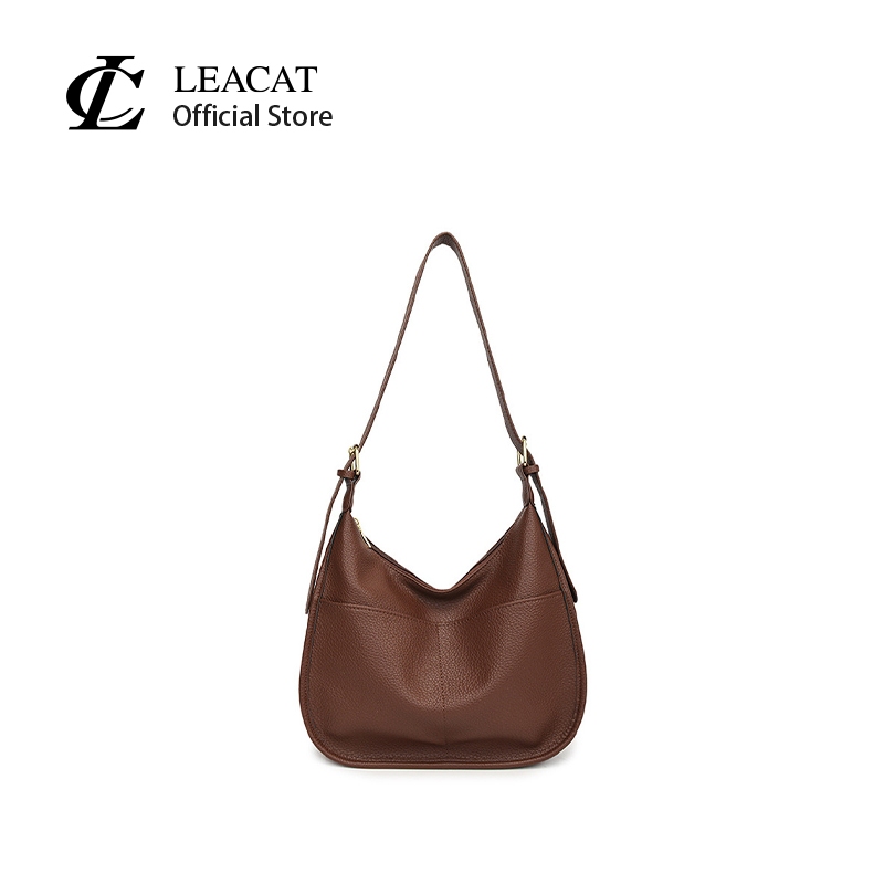 Leacat Retro สีทึบพื้นผิวนุ่มความจุขนาดใหญ่กระเป๋าผู้หญิงกระเป๋าแฟชั่นกระเป๋าสะสมกระเป๋าสะพายข้างกระเป๋า