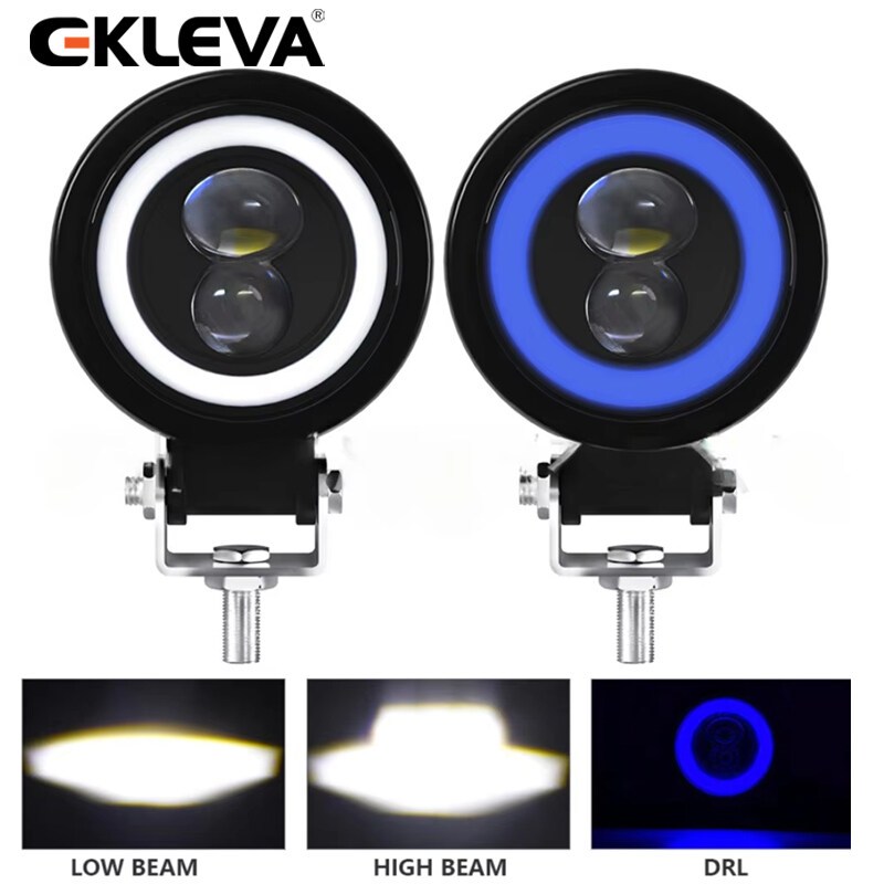 Ekleva 2 PCS 3 นิ้วมุม Eye LED เสริมไฟหน้ารถสูง Low Beam Spot ขับรถโคมไฟ 12-24V สําหรับรถจักรยานยนต์